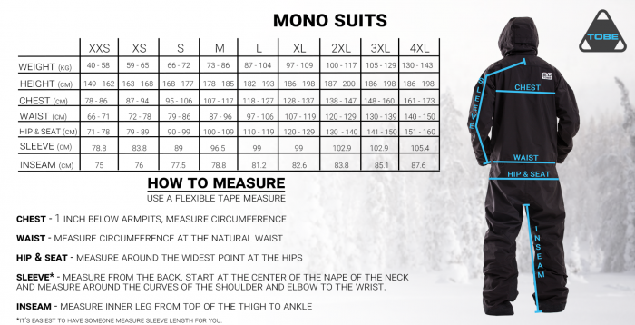 tobe monosuit sizing