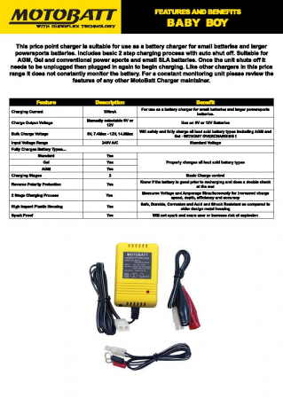 MOTOBATT AKKULATURI BABY 6/12V 0.5AMP 14-990-0