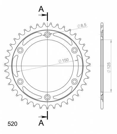 SUPERSPROX TERÄS TAKARATAS KTM/HUSQV./HUSAB. MUSTA 39 27-2-990-39