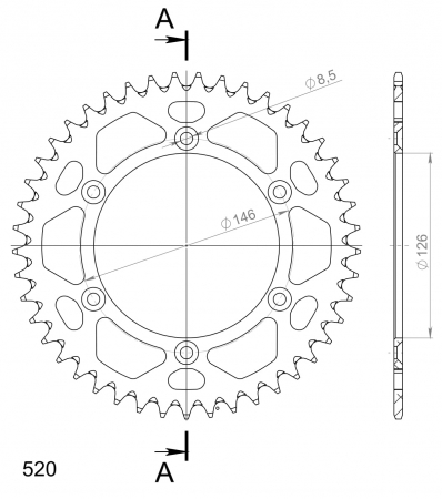 SUPERSPROX ALUMIINI TAKARATAS RAL-808::45 MUSTA 27-3-808-45-0