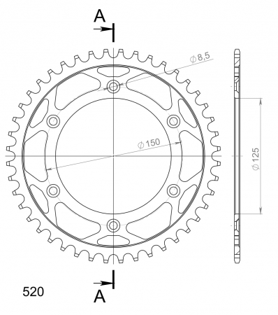 SUPERSPROX TERÄS TAKARATAS KTM/HUSQV./HUSAB. MUSTA 44 27-2-990-44