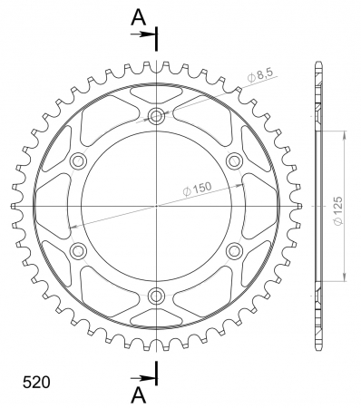 SUPERSPROX TERÄS TAKARATAS KTM/HUSQV./HUSAB. MUSTA 46 27-2-990-46