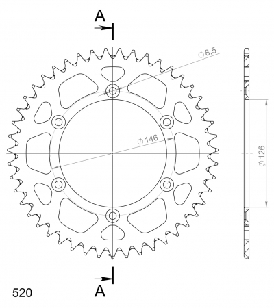 SUPERSPROX ALU TAKARATAS SU RM125/250/450 MUSTA 47 27-3-808-47-0