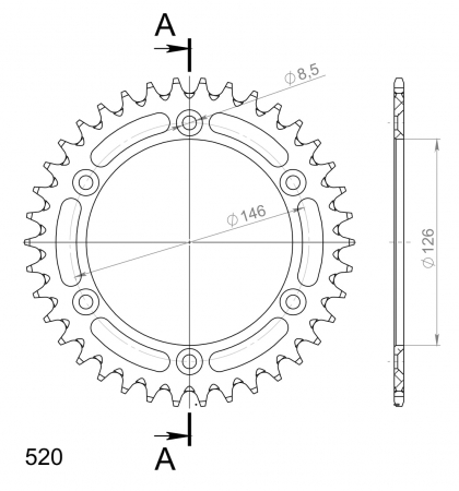 SUPERSPROX ALUMIINI TAKARATAS RAL-808::38 KULTA 27-3-808-38-9