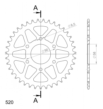 SUPERSPROX ALUMIINI TAKARATAS RAL-812::39 MUSTA 27-3-812-39-0