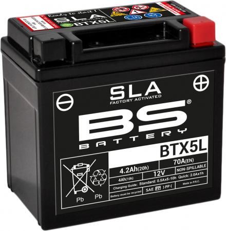 BS BATTERY  BTX5L (FA) SLA - SEALED & ACTIVATED 140-300670