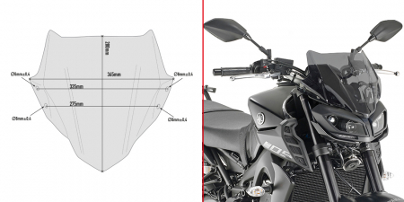 GIVI SPOILERIPLEXI, SAVU 28 X 36,5 CM MT-09 (17-18) 323-A2132