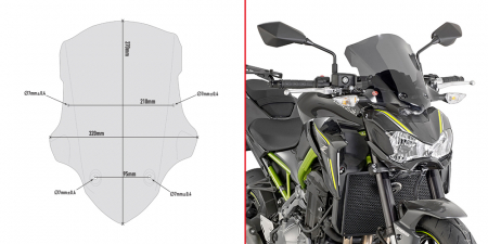 GIVI SPECIFIC SCREEN, SMOKED KAW. Z900 '17 323-A4118