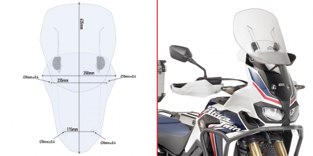 GIVI SPECIFIC SLIDING WIND-SCREEN FOR HONDA CRF1000L AFRICA TWIN (16) 323-AF1144