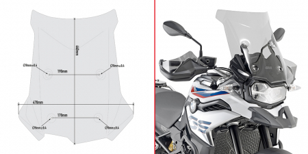 GIVI SPECIFIC SCREEN, SMOKED 44 X 47 CM (H X W) BMW F750GS/F850GS (18-19) 323-D5127S