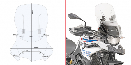 GIVI AIRFLOW SLIDING WINDSCREEN BMW F850GS 2018- 323-AF5127