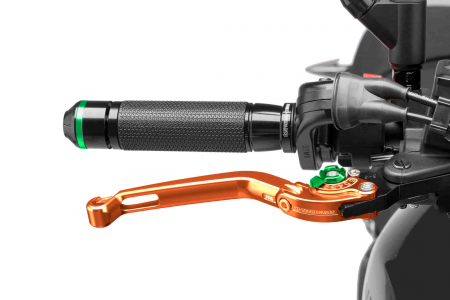 PUIG FOLDABLE BRAKE LEVER 16'C/ORANGE SELECTOR C/GREEN 33-160TV