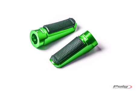 PUIG FOOTPEGS RACING+RUBBER RIG/LEFT C/GREEN 33-7318V