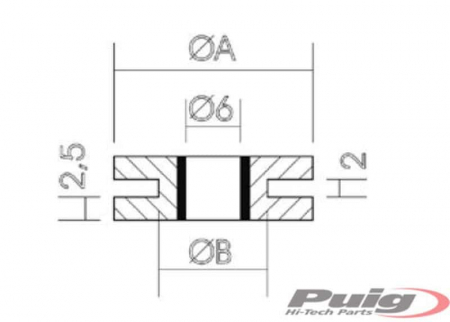 PUIG SILENBLOCK RUBBER DIM. 22MM.(25PCS.) 33-1888N