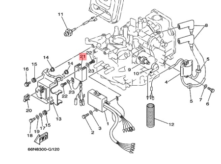 JÄNNITTEENSÄÄDIN YAMAHA F15A, F9.9C, F9.9D (1998-2008) 6G881960A100