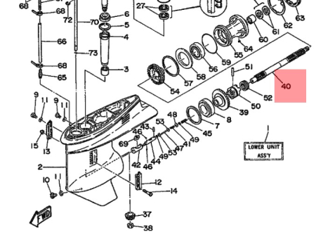 POTKURIAKSELI YAMAHA 75C, 85A, E60H, 80A, 90A JA 60F (1988-2018) 6H1456110100