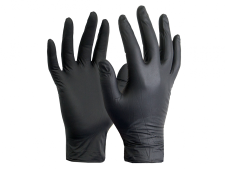 Hyper Nitrile Gloves Musta (50-pack) 9-1-12067