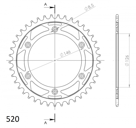 SUPERSPROX TERÄS TAKARATAS SU RM125/250/450 MUSTA 42 27-2-808-42