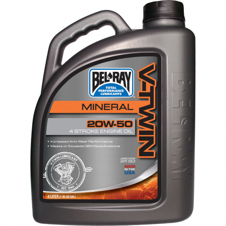 BEL-RAY V-TWIN 20W-50 MINERAL ENGINE OIL 4L 55-900-004