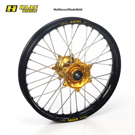 HAAN WHEEL KTM EXC 17-5.00 GOLD HUB/BLACK RIM, SPOKES&NIPPLES W. CUSH 540-13610-93233