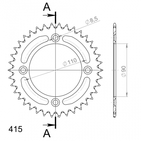 SUPERSPROX ALU TAKARATAS KTM SX50 14- ORANSSI 38 27-3-452-38-6