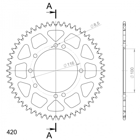 SUPERSPROX ALU TAKARATAS KA KX80/85 MUSTA 54 27-3-457-54-0