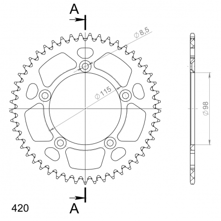 SUPERSPROX ALUMIINI TAKARATAS RAL-4::49 KULTA 27-3-4-49-9