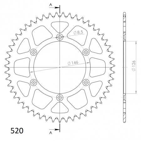 SUPERSPROX ALU TAKARATAS SU RM125/250/450 MUSTA 48 27-3-808-48-0