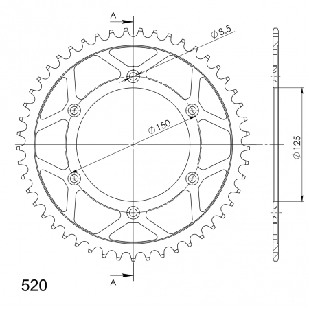 SUPERSPROX TERÄS TAKARATAS KTM/HUSQV./HUSAB. MUSTA 49 27-2-990-49